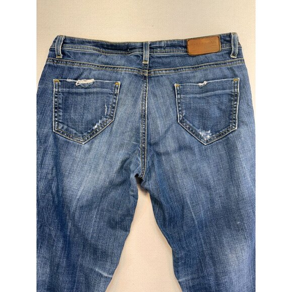 Zara Woman Premium Collection Aged Denim Jeans Size 4 Blue Distressed Look - Picture 9 of 11